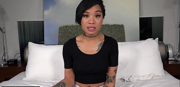  Honey Gold petite blasian babe quivers and cums